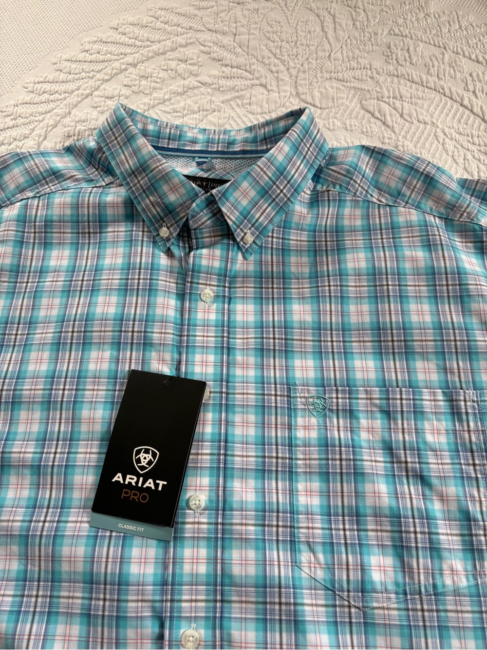 NWT Ariat Pro Quimby Classic shirt plaid bachelor button down size 3XL